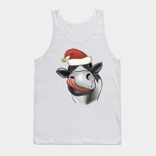 cow christmas santa hat Tank Top